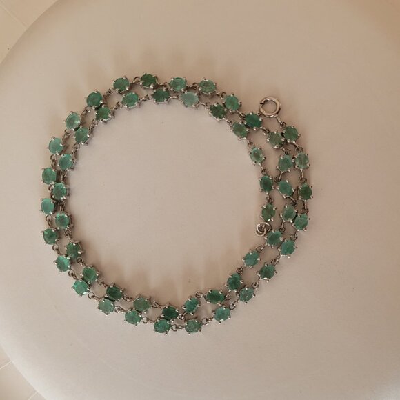 Emerald Necklace 53 Natural Stones Over 12ct May Birthstone 20" Long Sterling - Picture 9 of 15